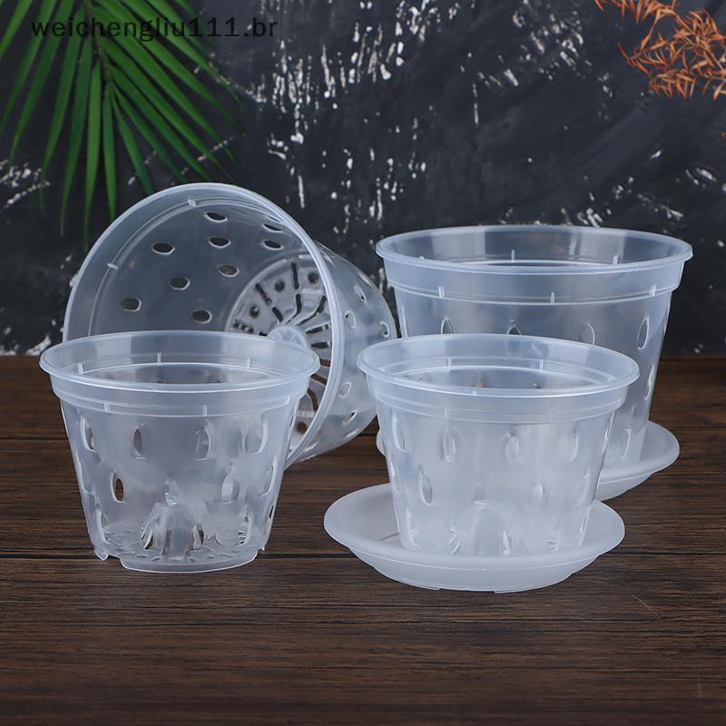 # weicheng 1Pc Vasos De Drenagem Para Plantador De Jardim Com Furos Cestas De Orquídea Transparentes Acessórios Flores R