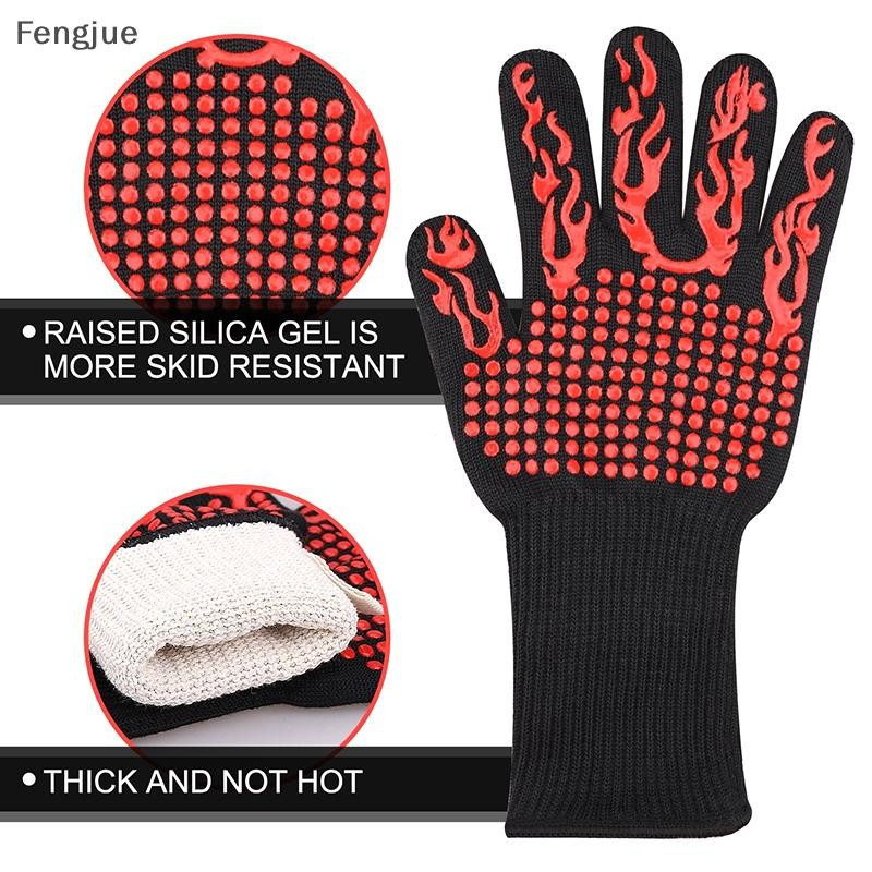 Fengjue Luvas Antiderrapantes À Prova De Fogo Para Forno De Micro-Ondas De Resistentes Ao Calor Extremo 300-500 Centígra