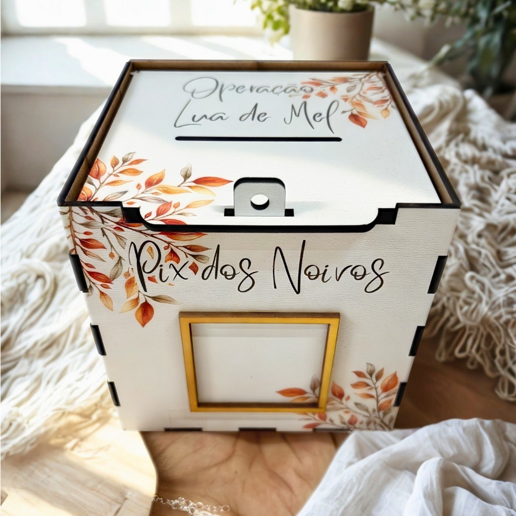 Caixa PIX para Casamento Operação Lua de Mel – Flores Terracota em Oferta na Shopee