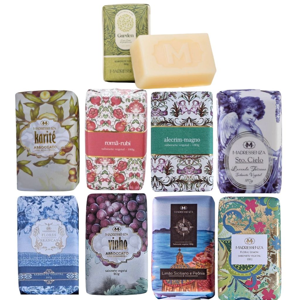 01x Sabonete barra Madressenza 180g Karite - Flores Brancas - Lavanda - Garden - Romã - Hortelã