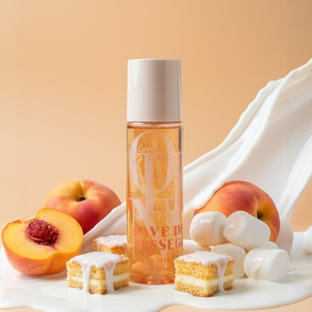 Body Mist Pavê de Pêssego - 200ml - Cuidado! Dá Fome.