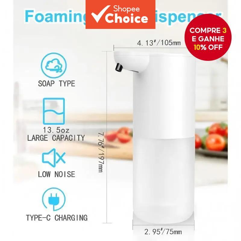 400ML Dispensador Automático de Sabão por Sensor Infravermelho Inteligente com Espuma Ajustável em 4 Níveis para Mesa