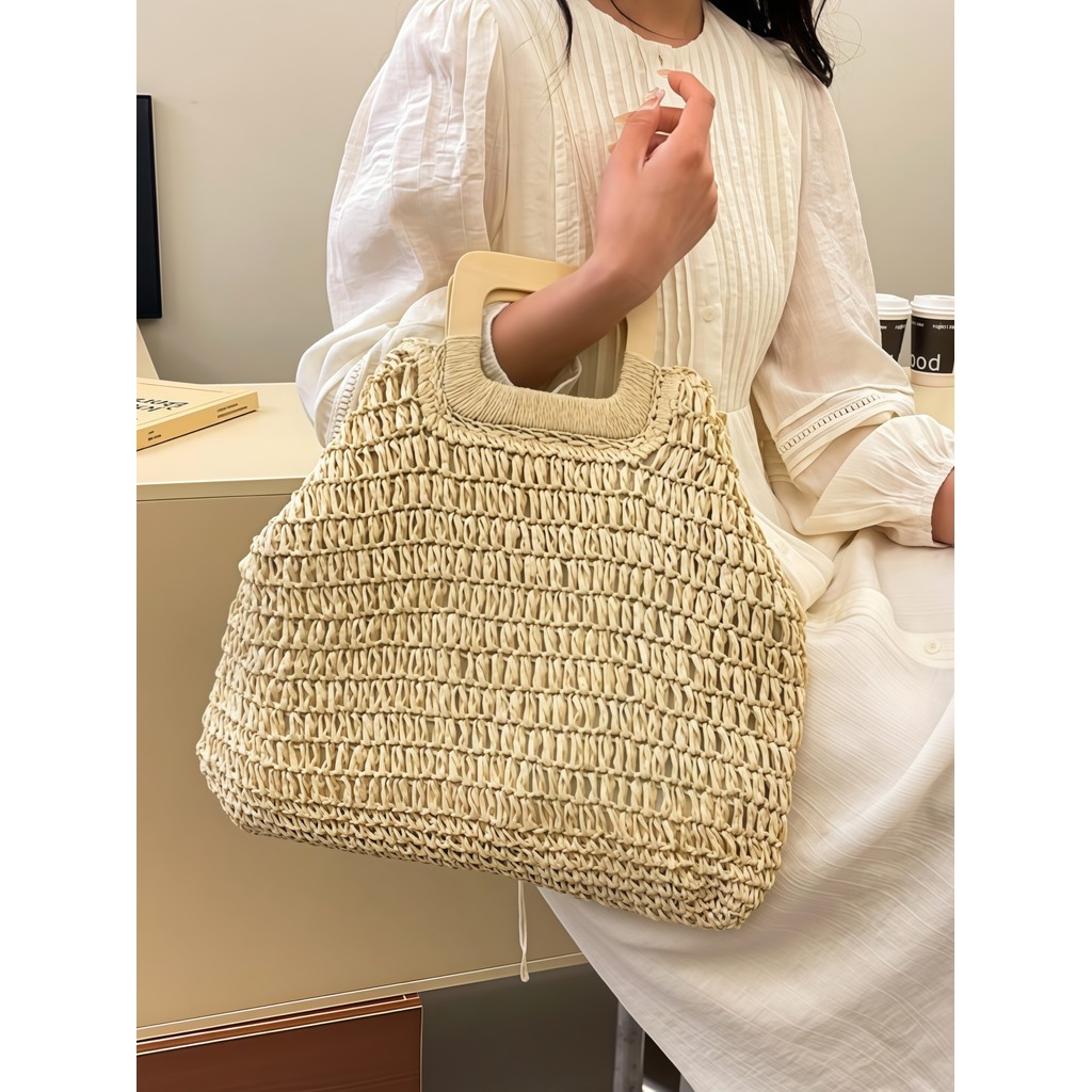 Bolsa feminina de palha grande de praia coleção nova verão praia viagem moda palha Grande capacidade em Oferta na Shopee