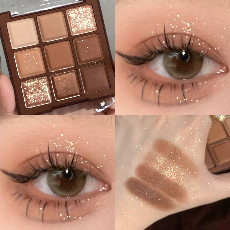 Influenciador paleta de sombras de Chocolate Jiugongge, venda quente, Glitter perolado, fosco, cor terra, desejo puro, m