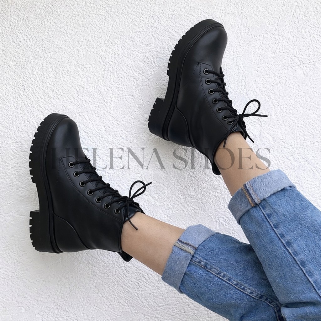 Bota Botinha Blogueira Promoção Coturno Cano Curto Feminina Plataforma Leve Confortável Versatil