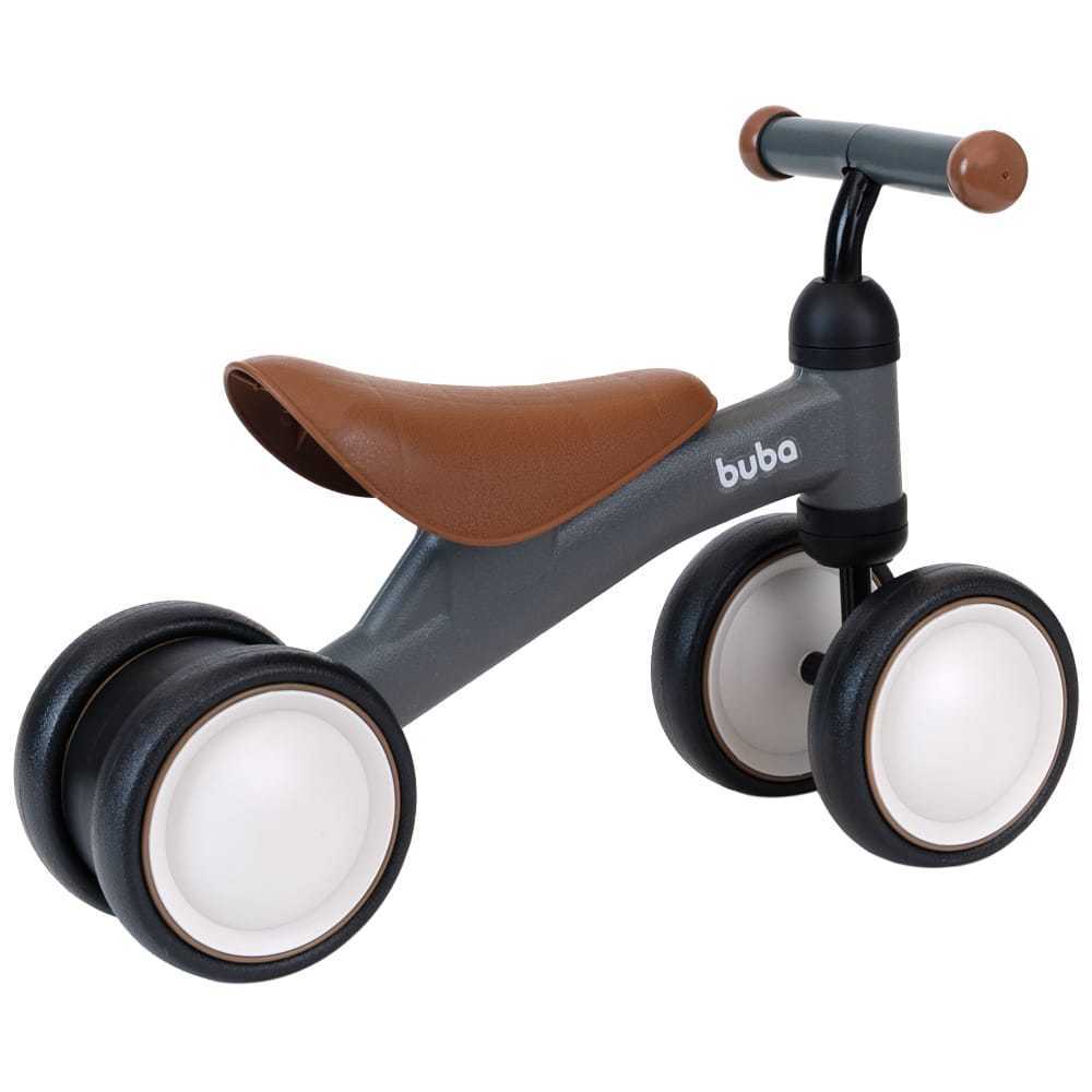 Bicicleta de Equilibrio Infantil Buba 4 rodas Sem Pedal Cinza Lançamento