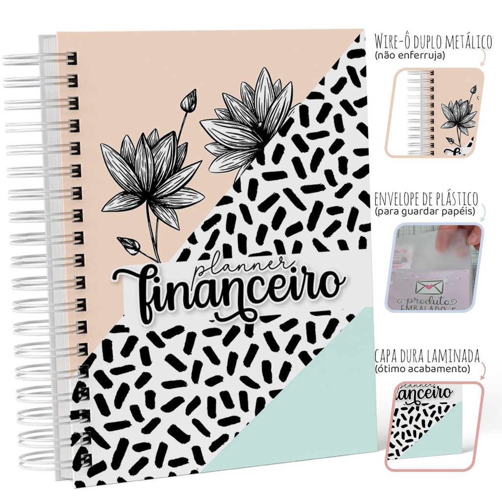 Planner Financeiro com Capa Dura Floral – Organize Suas Finanças e Comece a Juntar Dinheiro (M03)