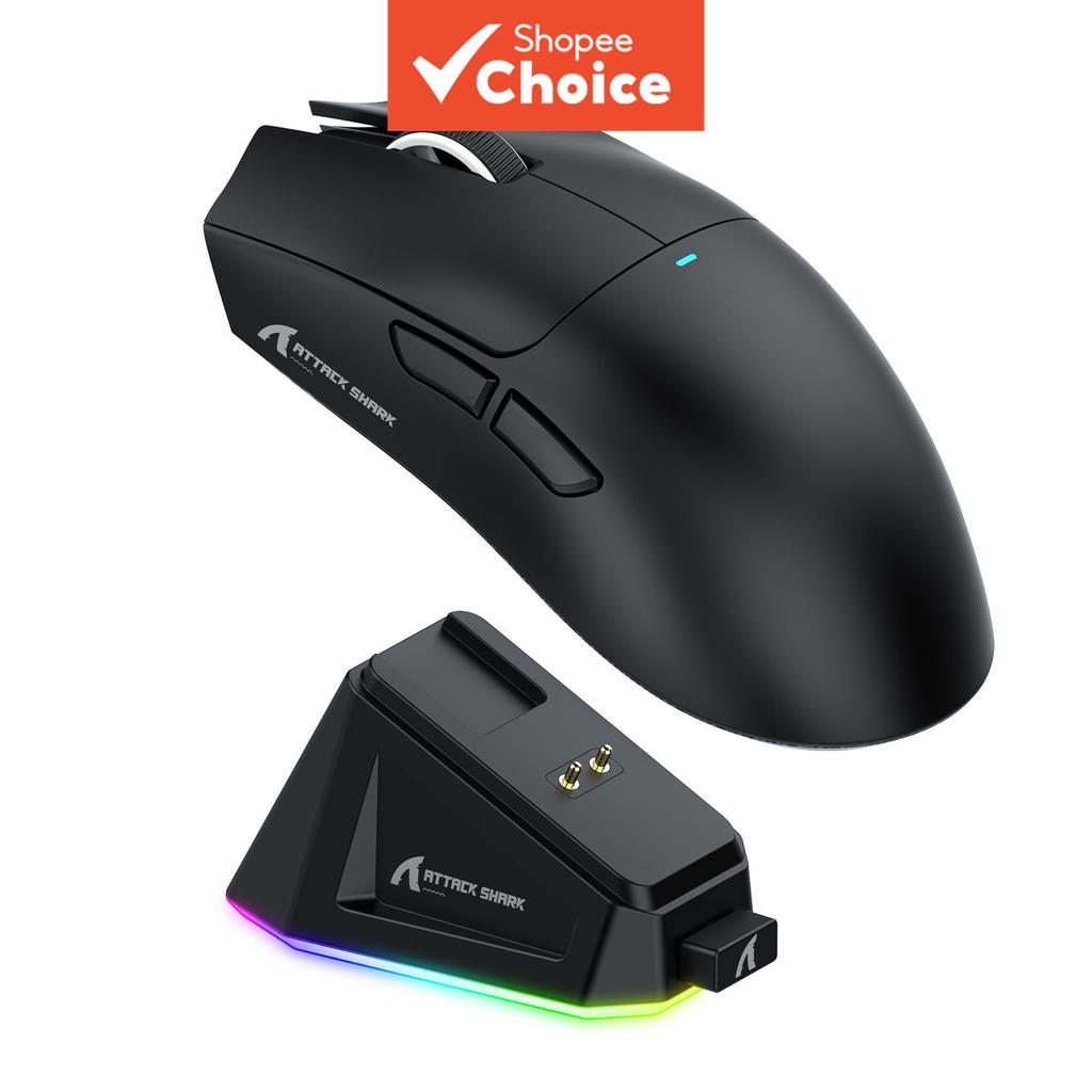 Mouse Gamer Sem Fio Attack Shark X11 – 22.000 DPI, RGB, ultra-leve 63 g, com base de carregamento