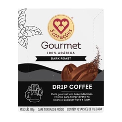 CAFÉ TORRADO E MOÍDO 3CORAÇÕES GOURMET DARK EM SACHE 10X11G