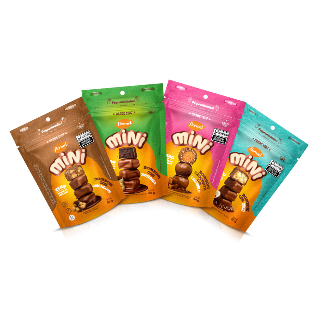 Kit Mini Bombons Sortidos Flormel Zero Açucar com 4 Pacotes