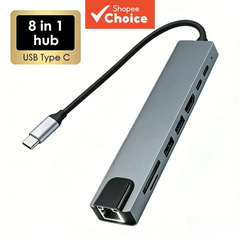 Usb C 8 Portas Hub Tipo Para 4K Hdmi Adaptador Docking Station Divisor Com Rj45 Sd Tf Leitor De Cartão Pd Carregamento M
