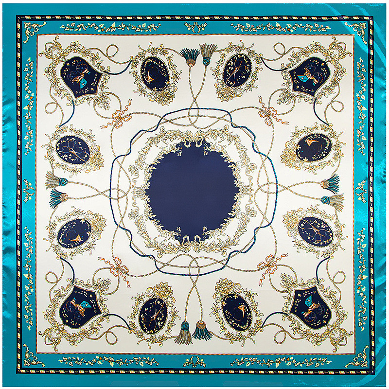 Maitong lenço de seda 90cm * 90cm novo estilo corda borla senhoras simulação seda grande lenço quadrado lenço de seda