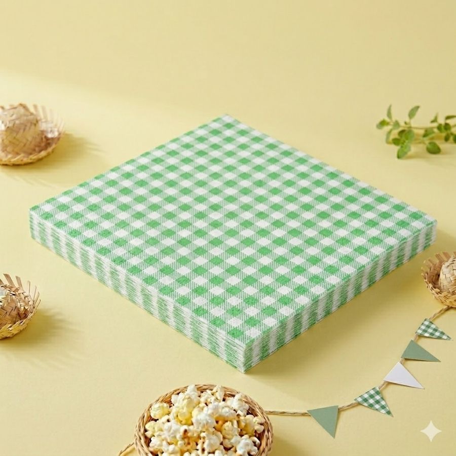 Guardanapo de Papel Xadrez - Verde - Festa Junina - 25cm - 20 unidades - Rizzo