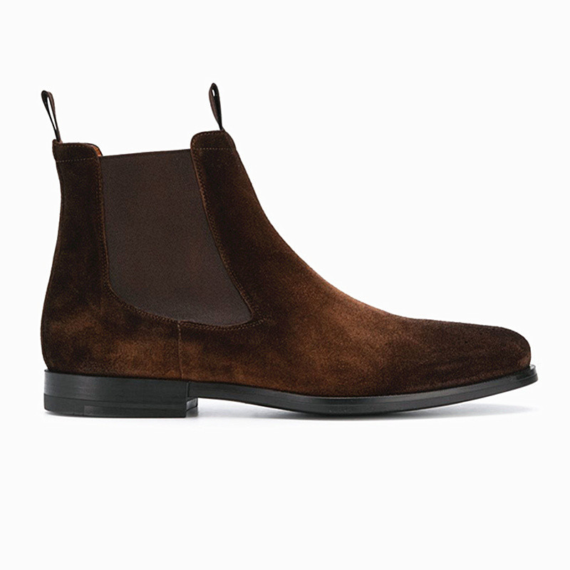 Chelsea botas curtas masculinas de couro genuíno dedo do pé apontado chelssea bota europeu americano artesanal polido Re
