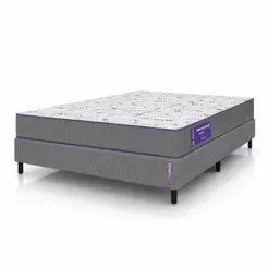 Base Box Com Colchão Casal D33 EXTRA FIRME 138x188 Hipoalergênico Cinza e Branco Acction SmartZzz By Plumatex