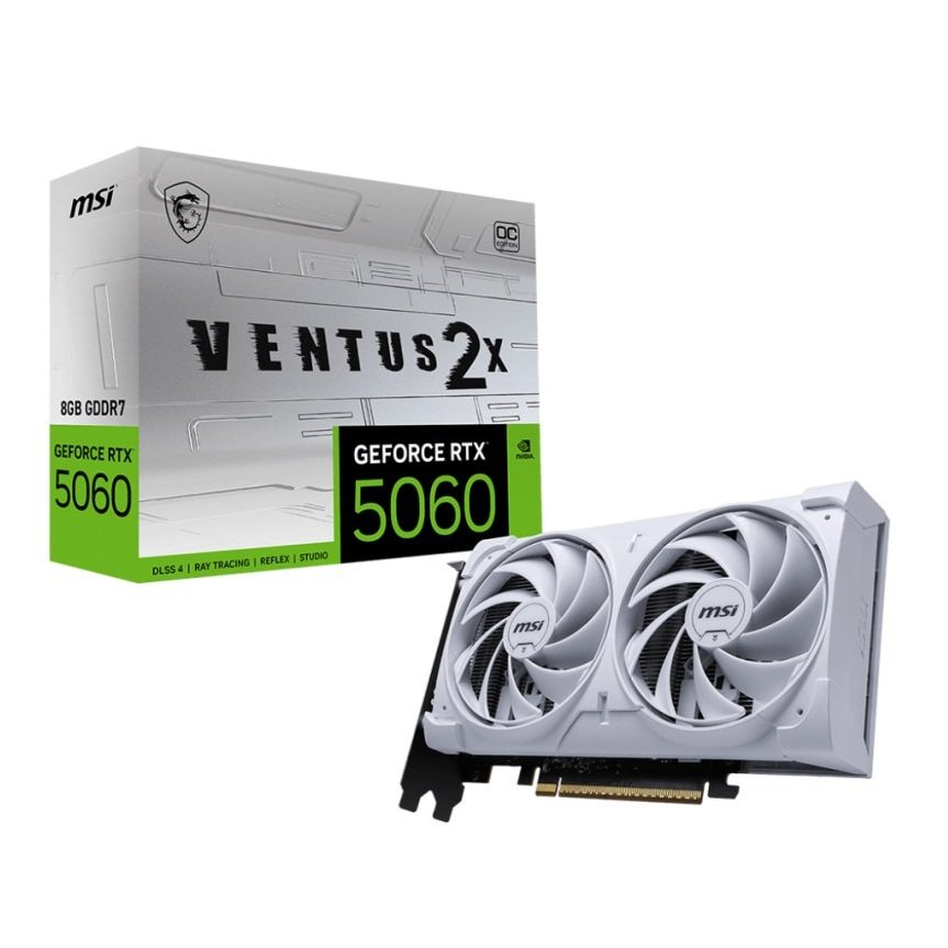 Placa de Video MSI Geforce RTX 5060 Ventus OC White 2X 8GB 128 Bits
