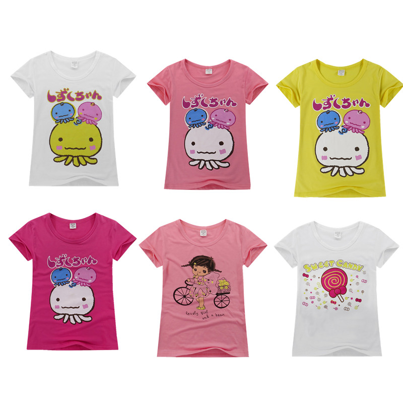 Verão novo estilo camisetas infantis meninas camisetas de manga curta médio grande crianças versão coreana dos desenhos 