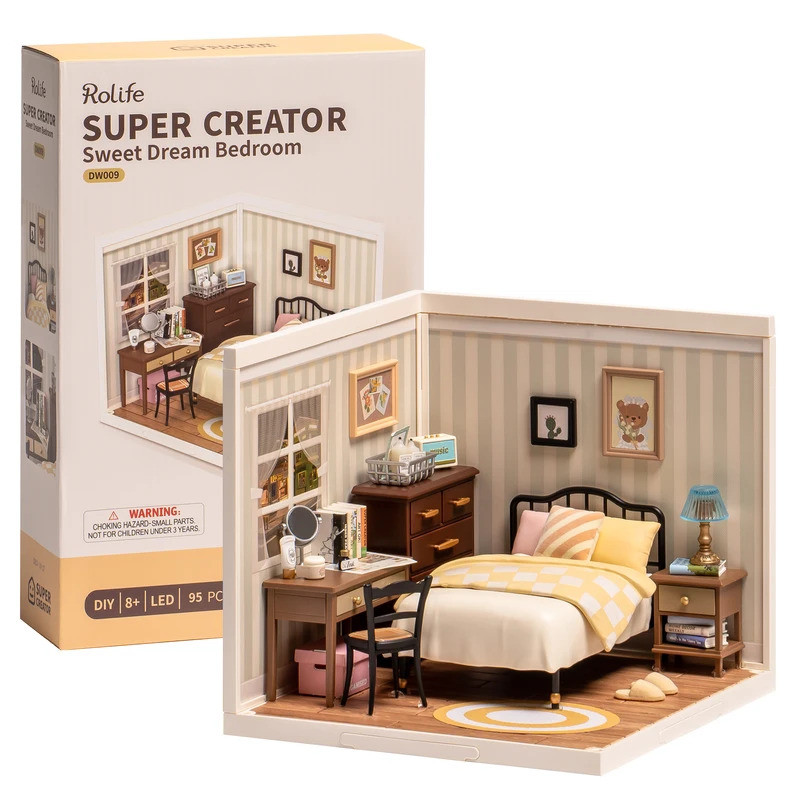 Kits de Blocos de Montar Robotime Rolife, Brinquedo de Quebra-Cabeça 3D, Super Loja, Quarto de Sonho Doce, Kit de Casa M