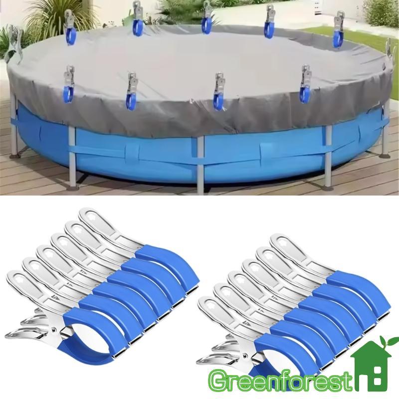 greenfor 6 10 12 Peças Clipes Cobertura Piscina À Prova Cabide Aço Inoxidável Braçadeiras Fixa