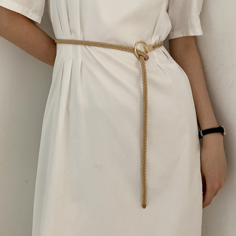 Nicho tecido cinto fino feminino vestido cintura corrente saia cintura estreita acessórios de verão saia All-Match cinto