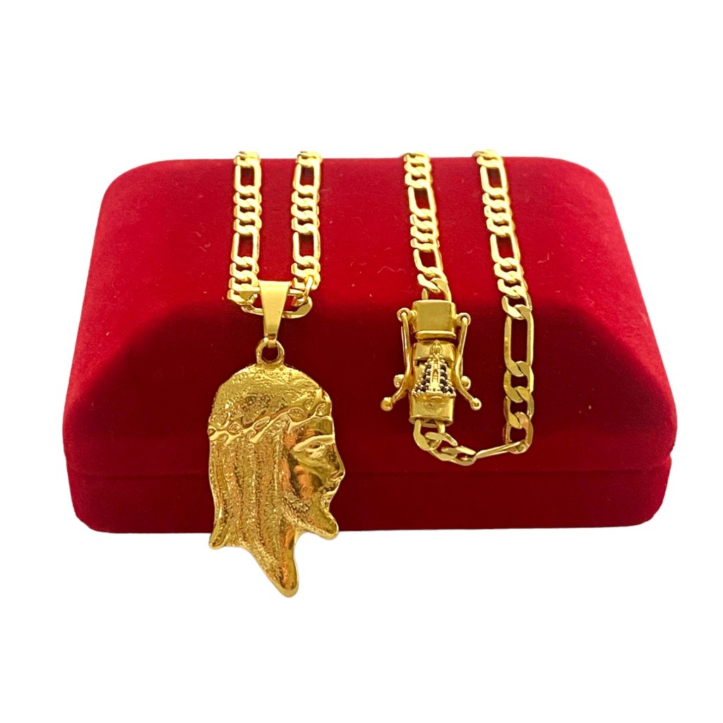 CORRENTE 3x1 4MM - FACE DE JESUS -  BANHO DE OURO 18K - FEIXO EDIÇÃO ESPECIAL NOSSA SENHORA