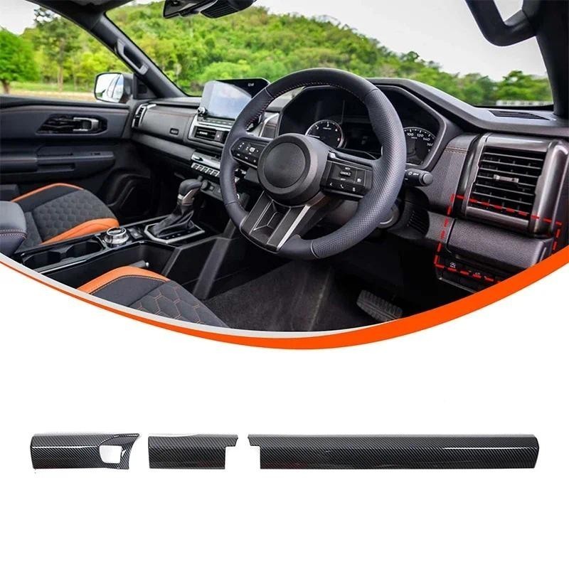Para Mitsubishi Triton/L200 2024 + ABS Padrão De Fibra Carbono Console Central Do Carro Guarnição Tiras Acessórios Inter