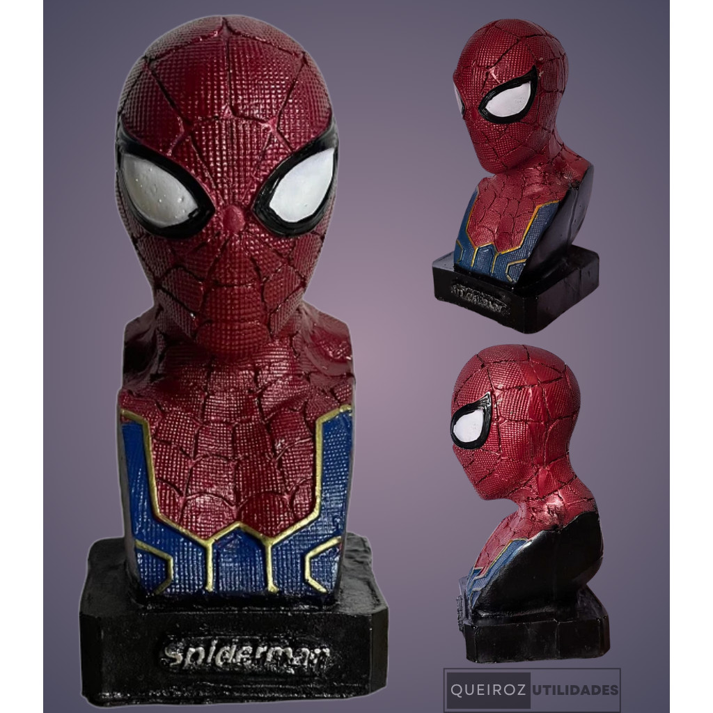 Busto Homem-Aranha – Estátua Colecionável de Resina Premium com Armadura Detalhada