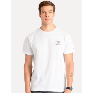 Camiseta Tommy Hilfiger Masculina Regular Stack Branca em Oferta na Shopee
