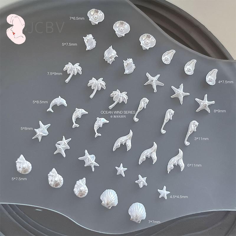 [JCBV] 50 Peças Mix Oceano Série Pérola Concha Strass Estrela Do Mar Joias Flash Decorações De Arte De Unhas Acessórios 