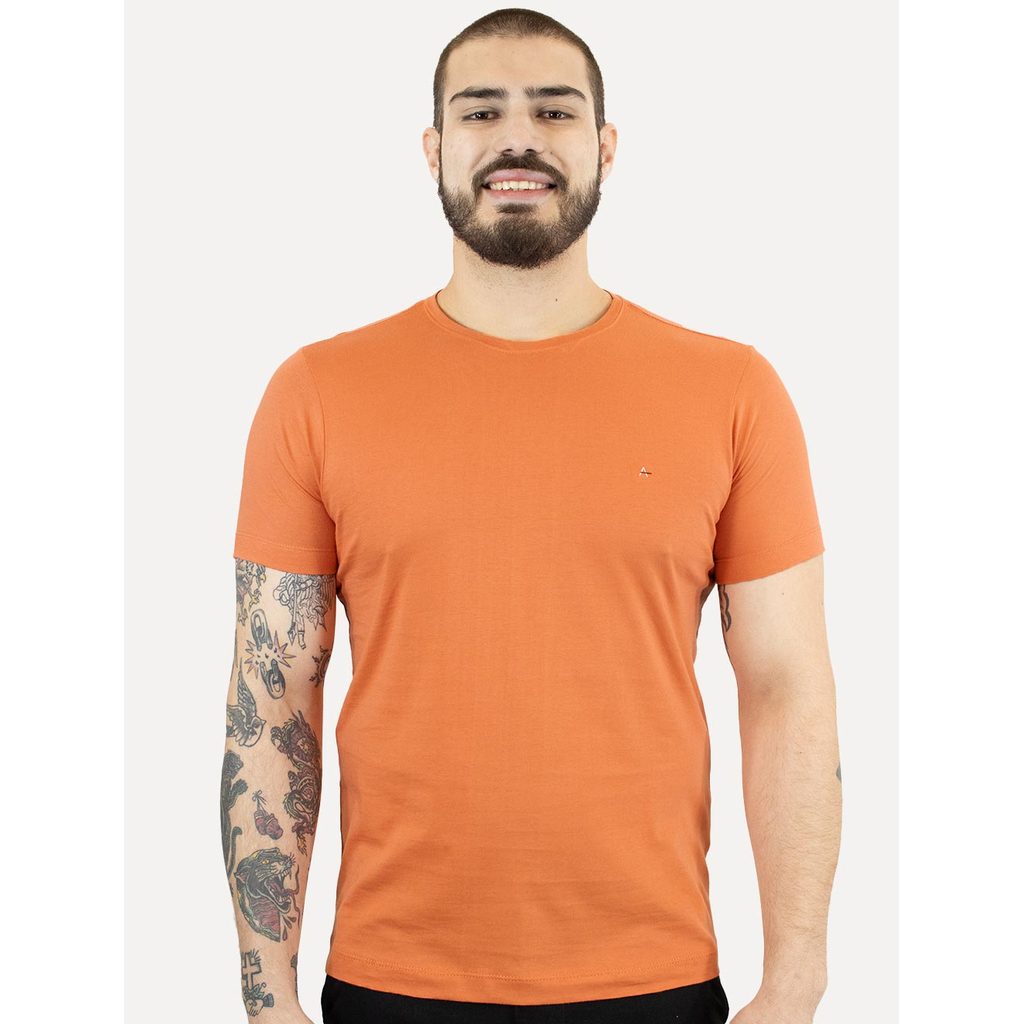 Camiseta Aramis Masculina Basic Lisa Laranja Coral em Oferta na Shopee