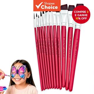 Pincéis para Pintura Facial, Conjunto de 12 Pincéis Acrílicos para Pintura Facial, Corporal e de Sapatos, Ideal para em Oferta na Shopee