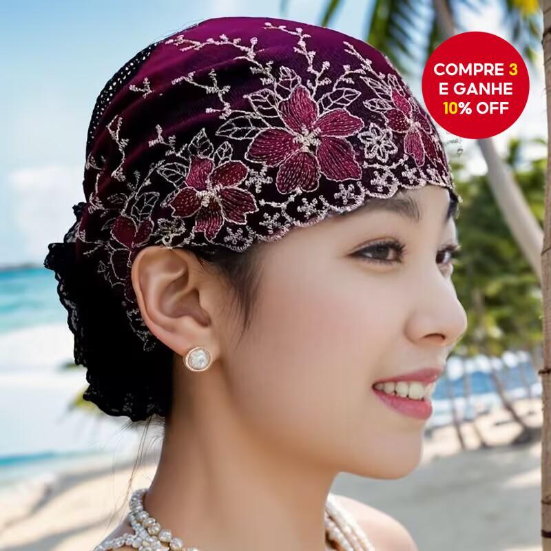 Mulheres Mãe Floral Renda Respirável Oração Lenço Capela Véu Boné em Oferta na Shopee
