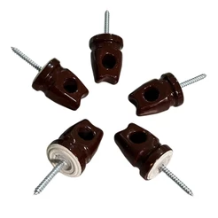 Kit 5 Isolador Elétrico Pimentão Porcelana Fio/Poste/Cabo