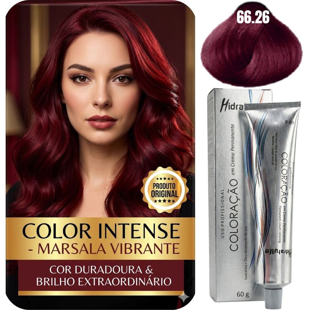 Tinta Profissional para Cabelo Marsala 66.26 com Tonalidade Vibrante e Transformação | Compre Já