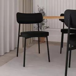 Conjunto 2 Cadeiras de Jantar Tecido Sintético Alloa Est.Preta