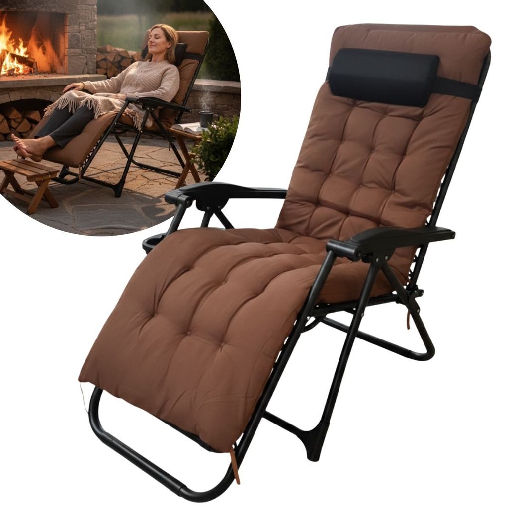 Cadeira Espreguiçadeira Acolchoada Marrom Terracota Com Travesseiro Ideal Para Praia Piscina e Dias de Sol em Oferta na Shopee