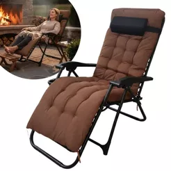 Cadeira Espreguiçadeira Acolchoada Marrom Terracota Com Travesseiro Ideal Para Praia Piscina e Dias de Sol