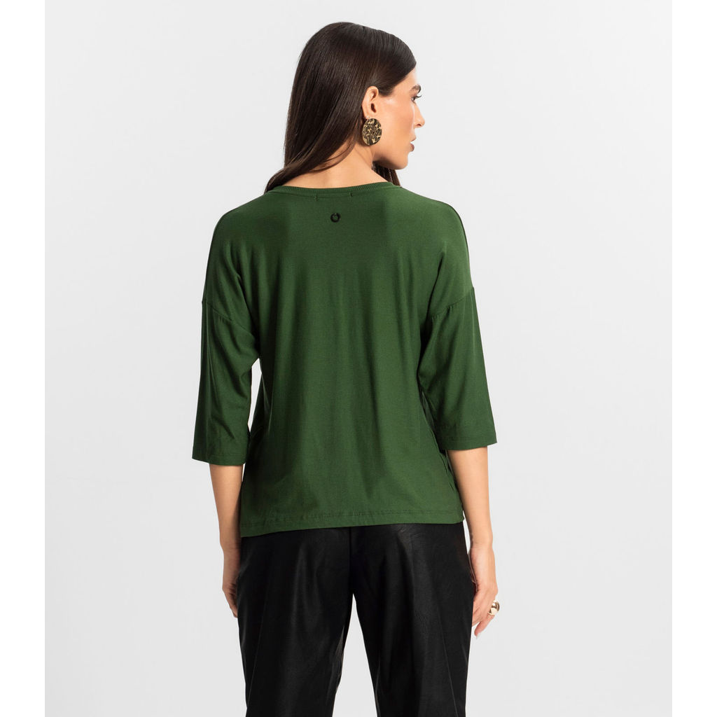 Detalhes do Blusa Feminina Manga 7/8 Viscose Endless Verde