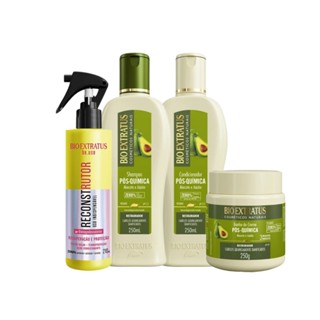 Kit Bio Extratus Pós-Química (250ml/g) Shampoo+Condicionador+Banho de Creme+Reconstrutor Uso Indispensável be.use 210ml em Oferta na Shopee
