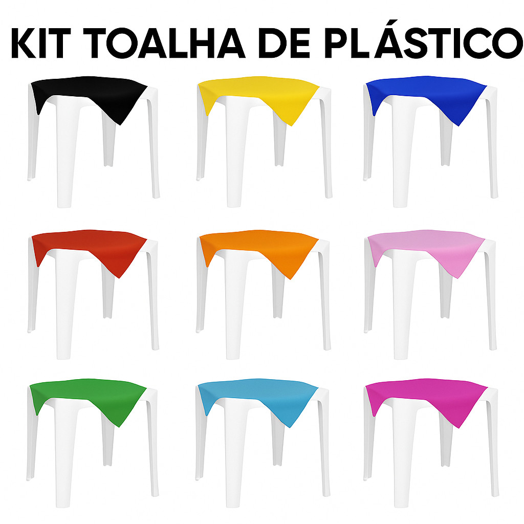 Kit 20 Toalhas de Mesa Plástico 70x70 cm Descartável para Festas, chá  Eventos e Casamentos