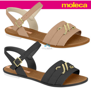 Sandália Moleca Feminina Rasteira Fivela Dourada Casual Conforto Original em Oferta na Shopee