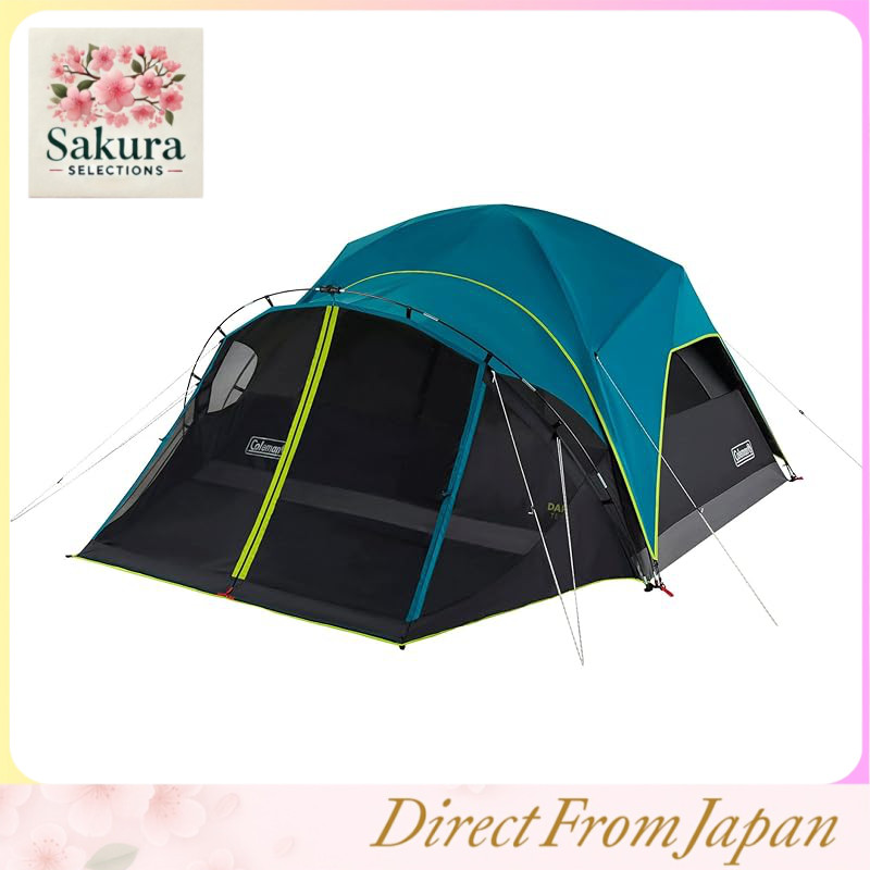 Coleman Carlsbad 4-Person Dark Room Dome Camp Tent Screen Room E-Port Side Window WeatherTec System Teal Blue/Black