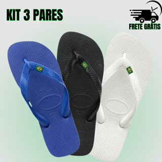 Kit Tres Pares de Chinelo Brǟsil Da Bǟndeirinha Masculino e Feminino Sandalia Dedo Confortavel Envio Imediato em Oferta na Shopee