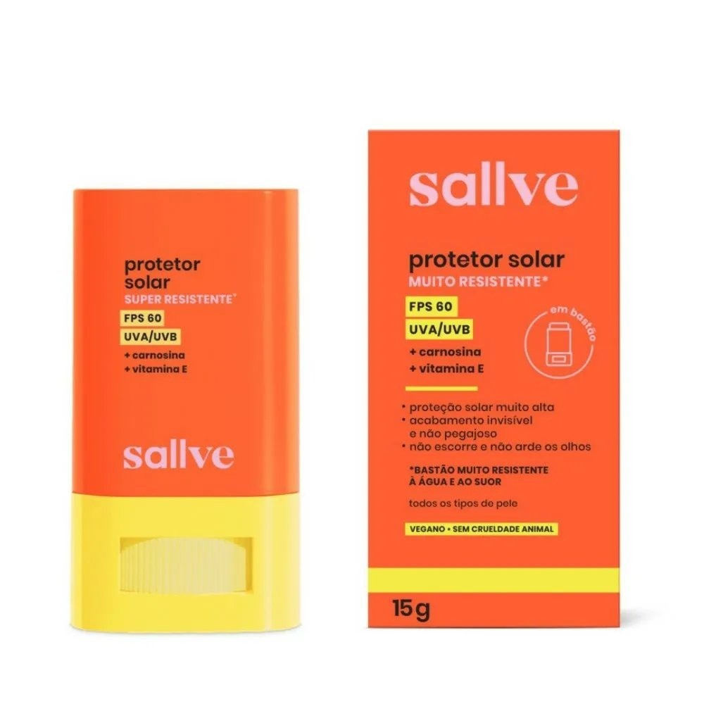 Protetor Solar Facial Stick Sallve Fps60 15g em Oferta na Shopee