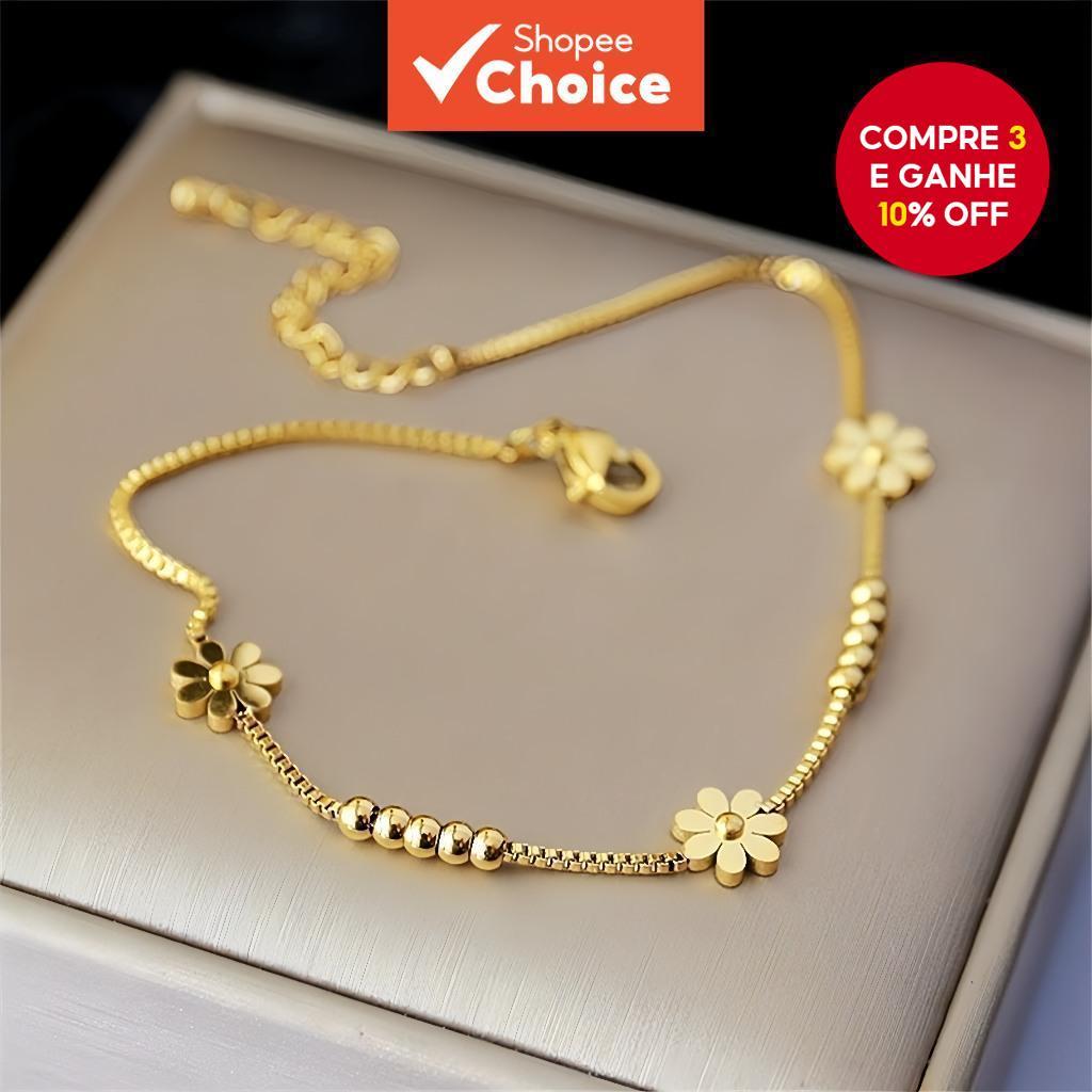 Pulseira Luxuosa De Titânio Margarida À Prova De Desbotamento Delicada Joia Para Presente De Menina em Oferta na Shopee