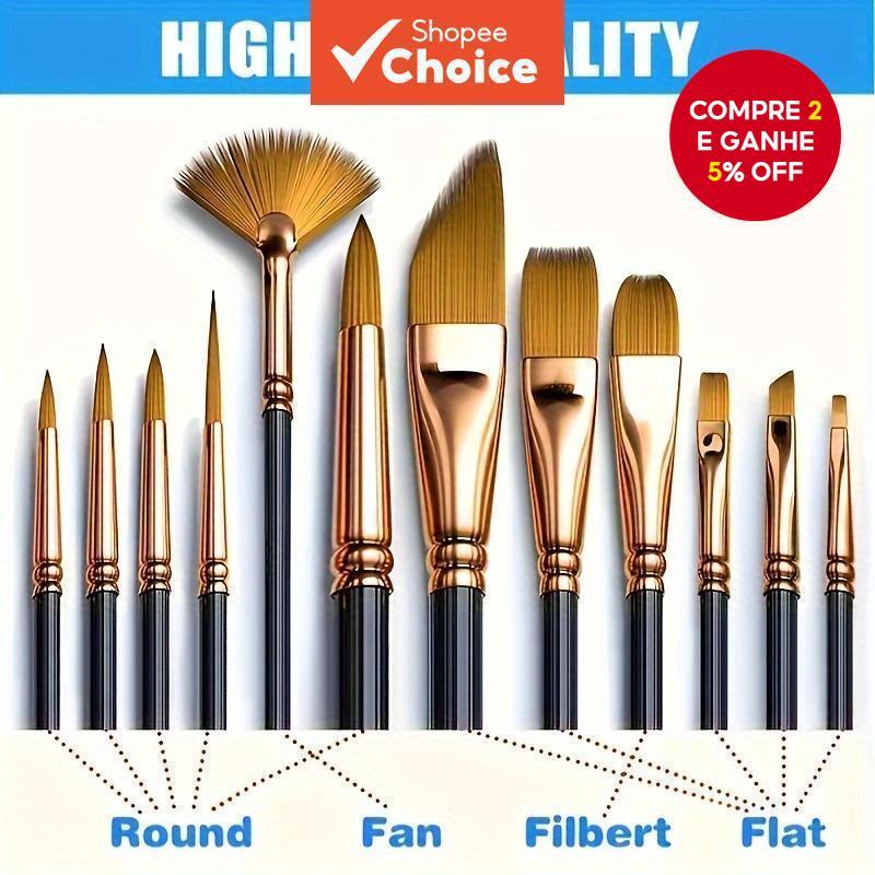  Conjunto de 12 Pincéis para Pintura Artista | Pincéis de Detalhe Duráveis para Óleo e Acrílico