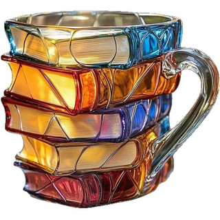 Caneca Criativa 3D, Design Exclusivo, Cristal/Resina, Interior em Aço Inox com Colher
