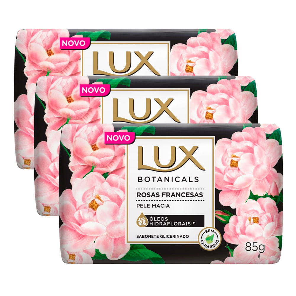 Kit 3 Sabonete em Barra Lux Botanicals Rosas Francesas 85g