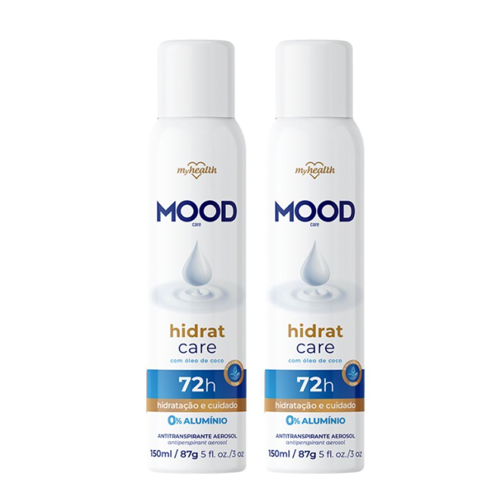 Kit 2 Desodorante Mood Hidrat Care Aerosol Antitranspirante 0% Alumínio 72h 150ml