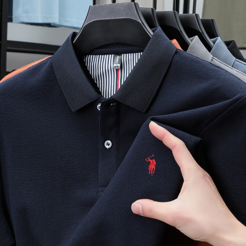 100 % Algodão Puro Verão Nova Moda Masculina De Manga Curta Luxo Personalizado Camisa polo De Negócios Requintado Bordad
